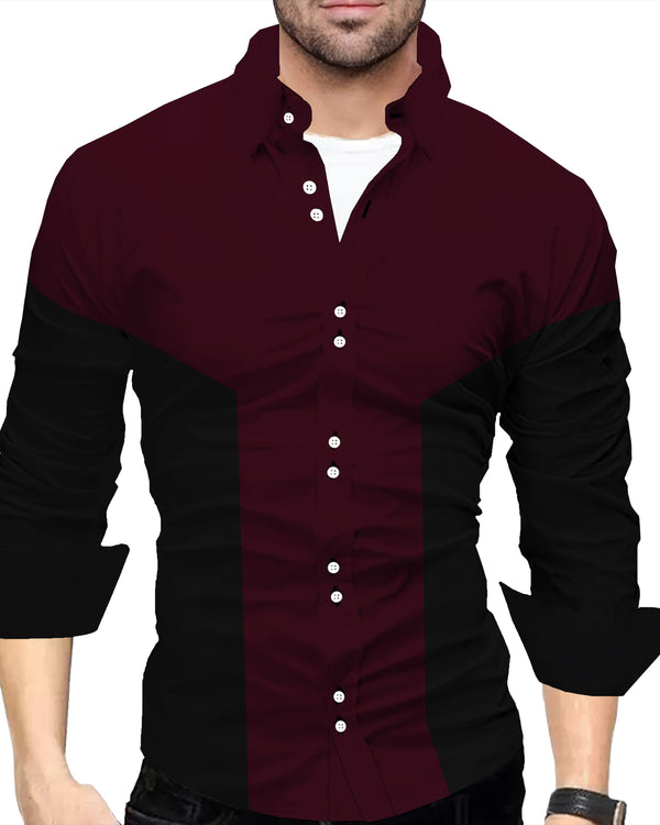 MEN FULL HAND MAROON-BLACK SHIRT