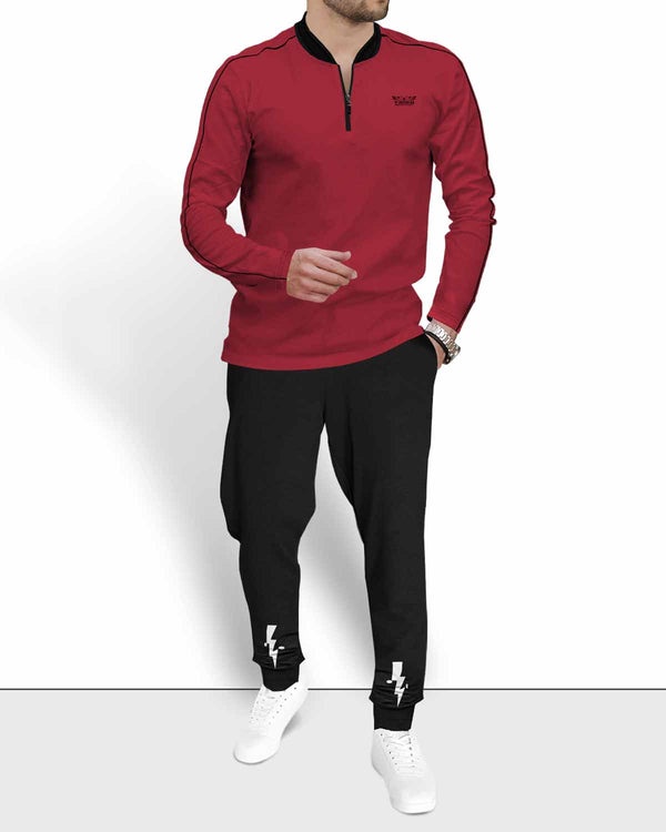 TRACKSUIT - MEN FULL SLEEVE T-SHIRT RED | BLACK TRACKPANT