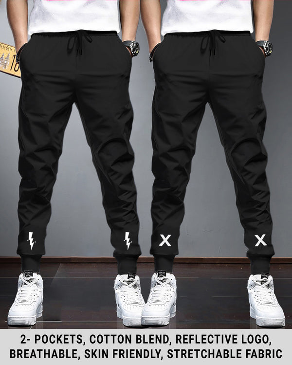 Men Sports Trackpants Combo | Solid Black (Pack of 2)