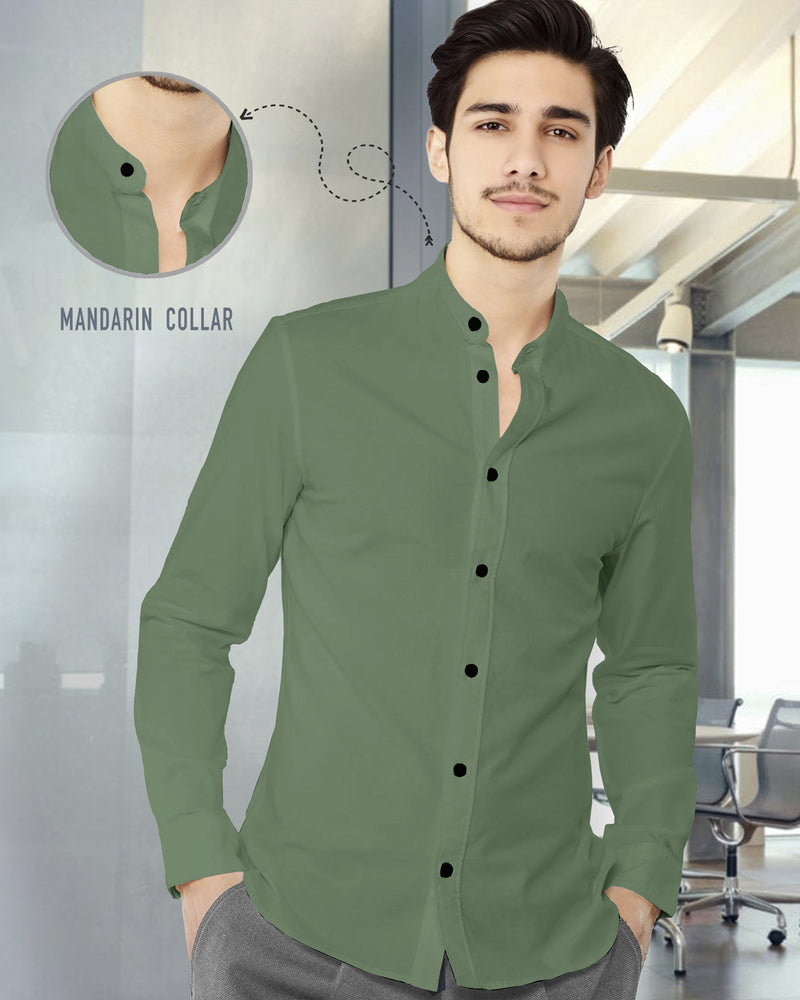 MEN PLAIN DARK GREEN FULL HAND SHIRT