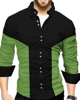 MEN FULL HAND BLACK-OLIVEGREEN SHIRT