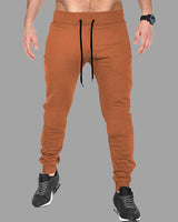 Men Plain Brown Cuffed Ankles Cotton Jogger TrackPant