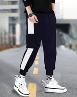 Men Navy Blue White Cargo Jogger