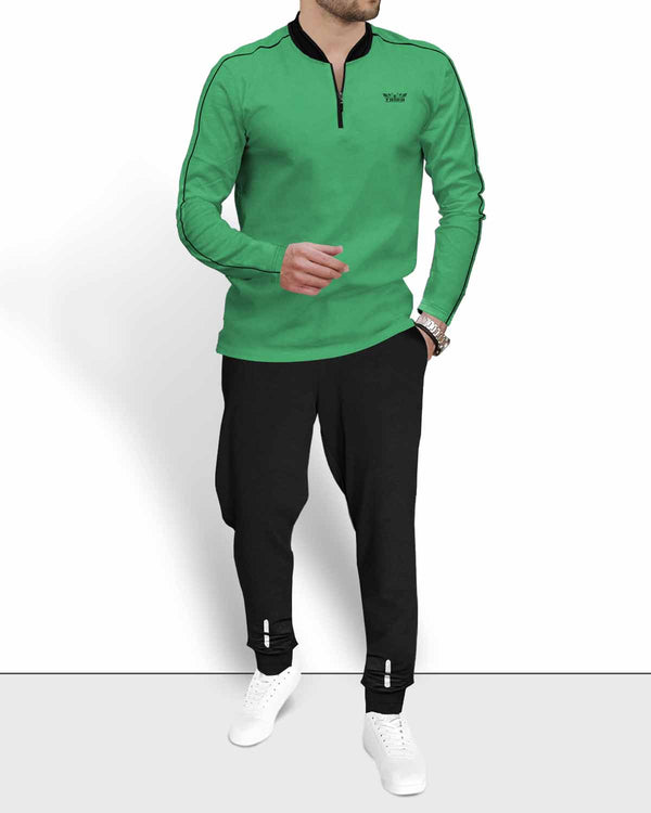 TRACKSUIT SET - PALE GREEN FULL T-SHIRT & BLACK JOGGER