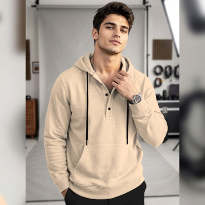 Men Solid Color Winter Hooded Neck Sweatshirts