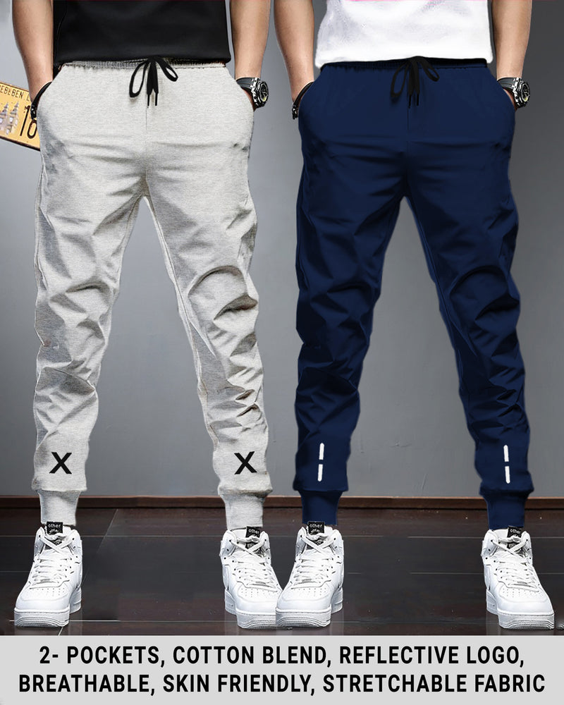 Men Sports Trackpants Combo |Grey & Navy blue (Pack of 2)