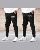 Set of 2 Men Cotton Designer Black Track Pants