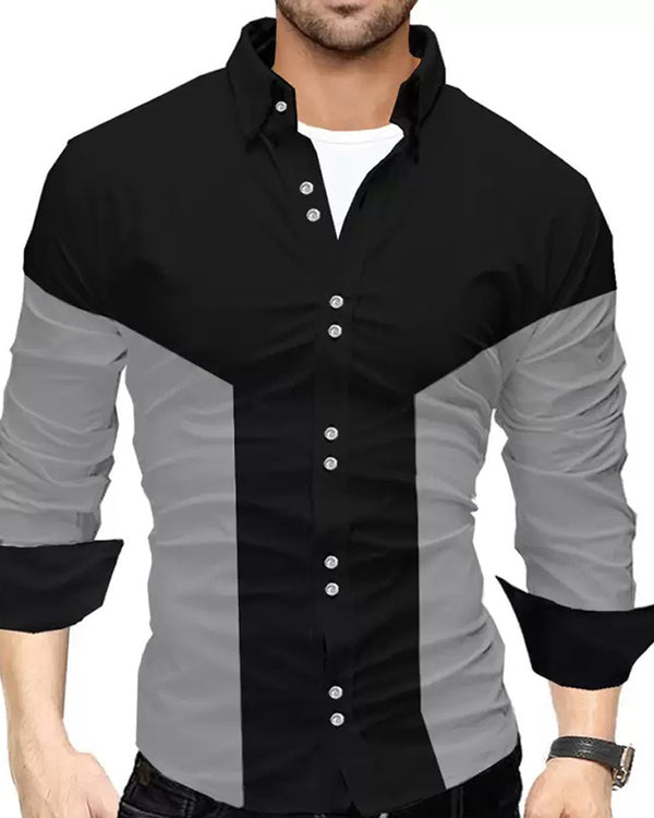 MEN SHIRT FULL HAND - BLACK - DARKGREY