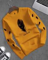 Men Full Sleeve Yellow Feather Printed T-shirt