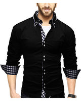 MEN FULL HAND BLACK CHECKED CONTRAST SHIRT