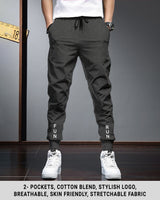 Men Charcoal Black Cuffed Ankles TrackPant