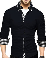 MEN FULL HAND NAVY CHECKED CONTRAST SHIRT