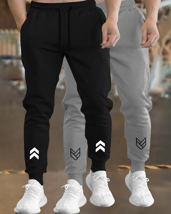 Men Trackpant Combo (Pack Of 2) - Black & Grey Trackpants