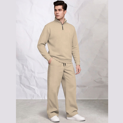 Tracksuit Men High Neck Sweatshirt & Matching Plain Loose Fit Trackpants