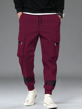 Men Maroon Printed Cargo Jogger