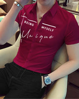 MEN MAROON PRINTED HALF HAND SHIRT