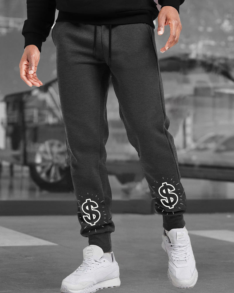 Men Charcoal Drawstring Cotton Graphic Printed Jogger TrackPant