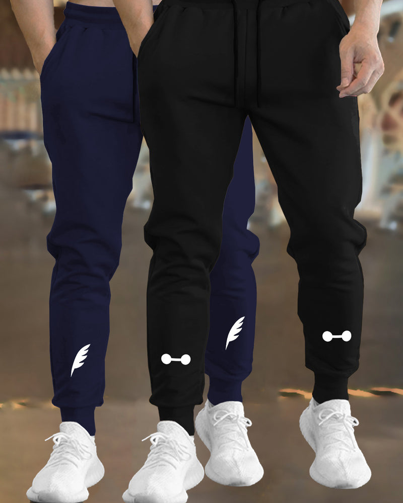 Men Trackpant Combo (Pack Of 2) - Navy Blue & Black Trackpants