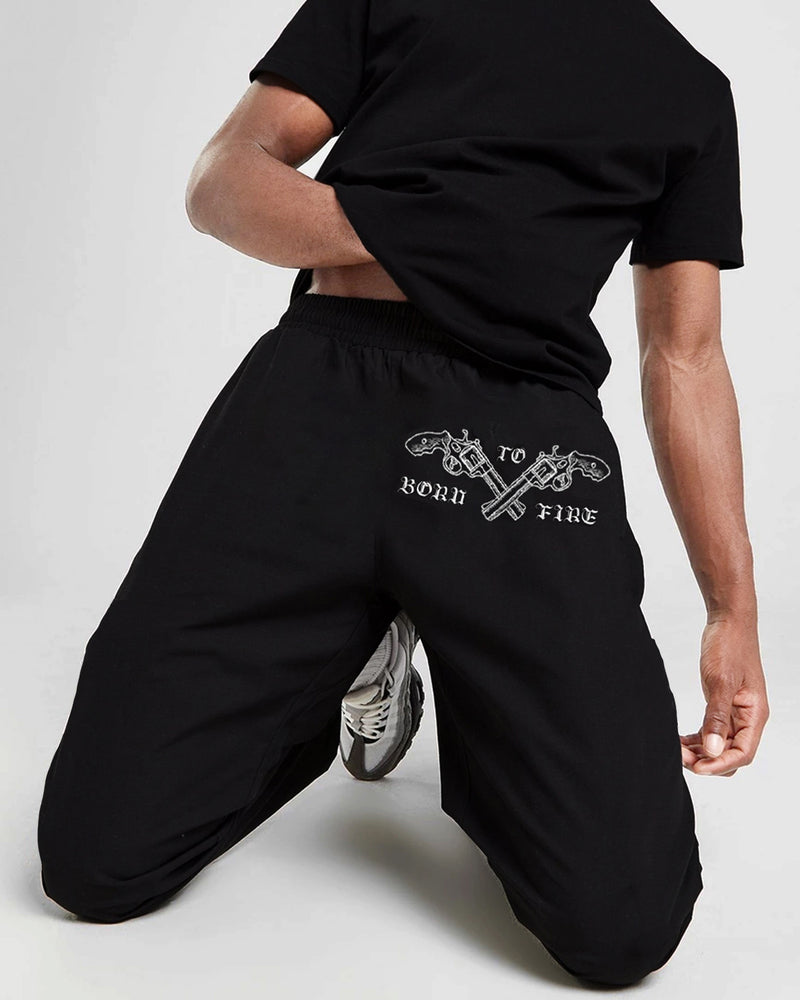 Men Black Graphic Print Regular Track Pant