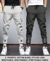 Men Sports Trackpants Combo |Grey & Charcoal Black (Pack of 2)