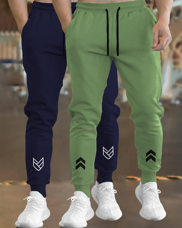 Men Trackpant Combo (Pack Of 2) - Navy Blue & Pale Green Trackpants