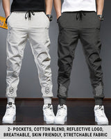 Men Cotton Sports Cuff Ankle Trackpants Combo (Pack of 2) | LightGrey | CharcoalBlack