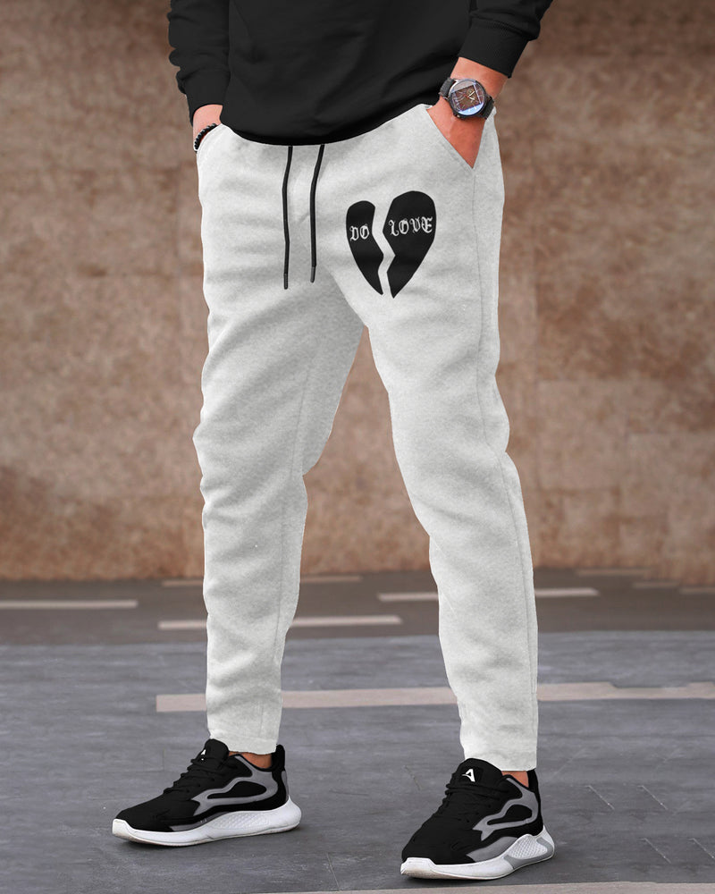 Men Light Grey Graphic Printed Cotton Jogger Trackpant