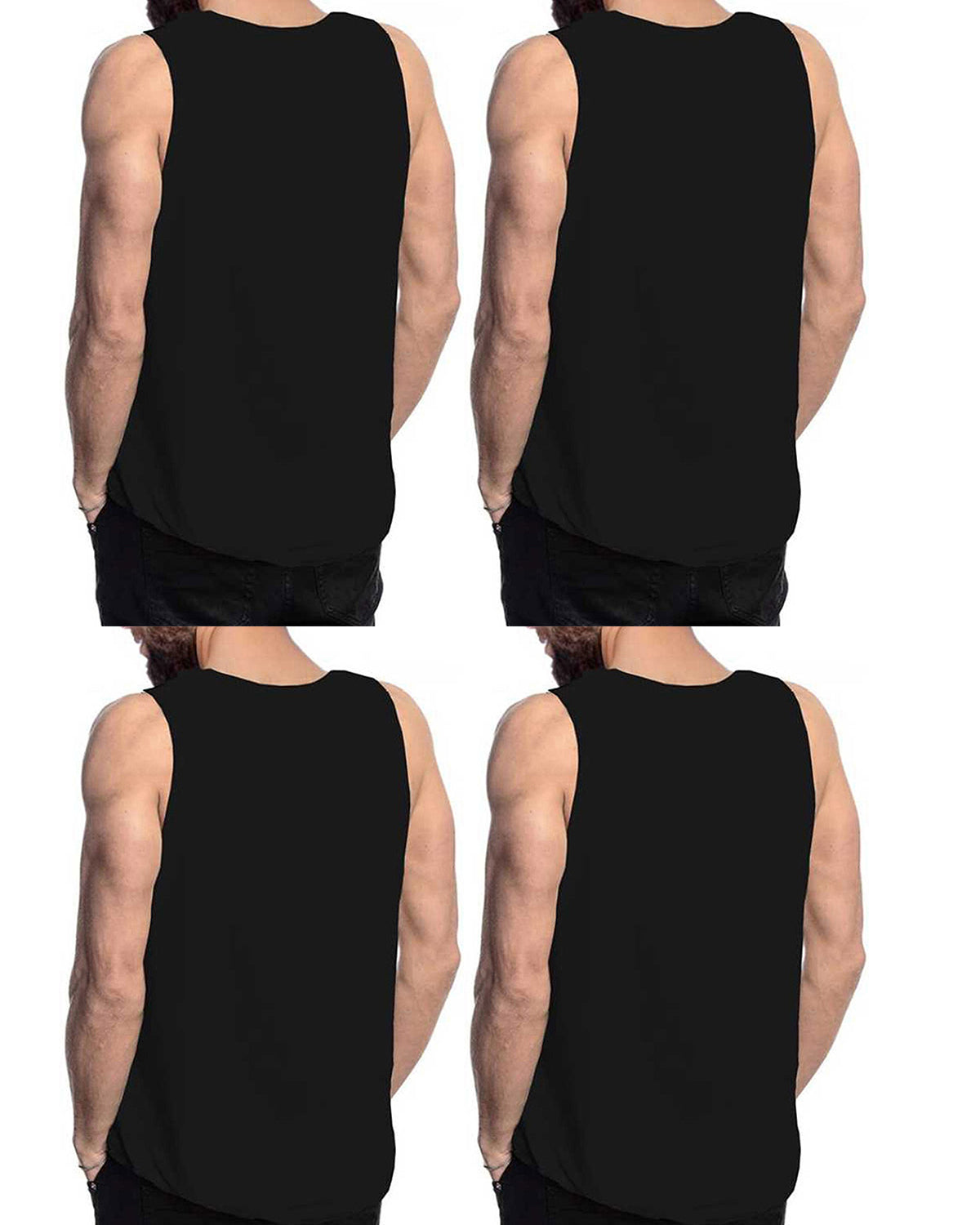 (Pack Of 4) Mens Printed Vest / Black