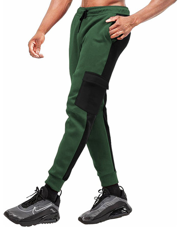 Men Cargo Track Pant Black / Olive Green