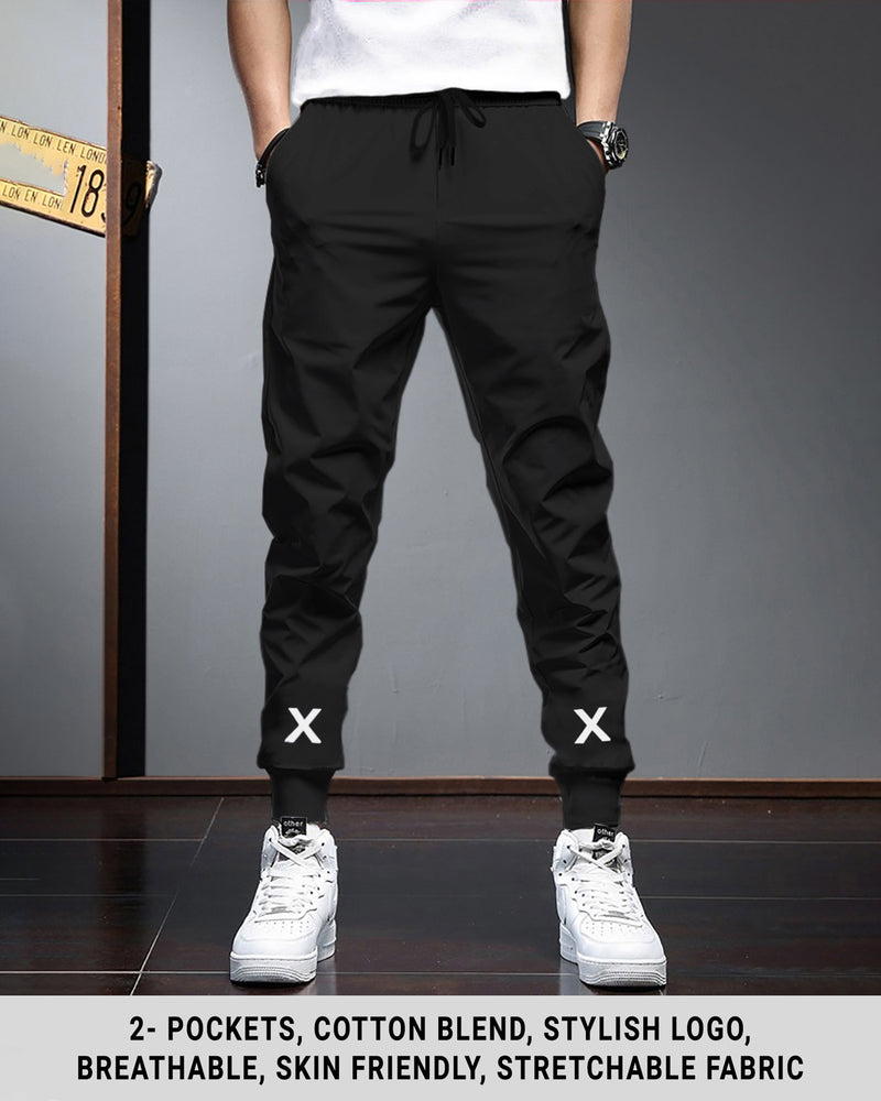 Men Black Cuffed Ankles TrackPant