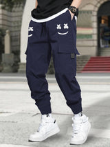 Men Marshmallow Design Navy Blue Cargo Pant