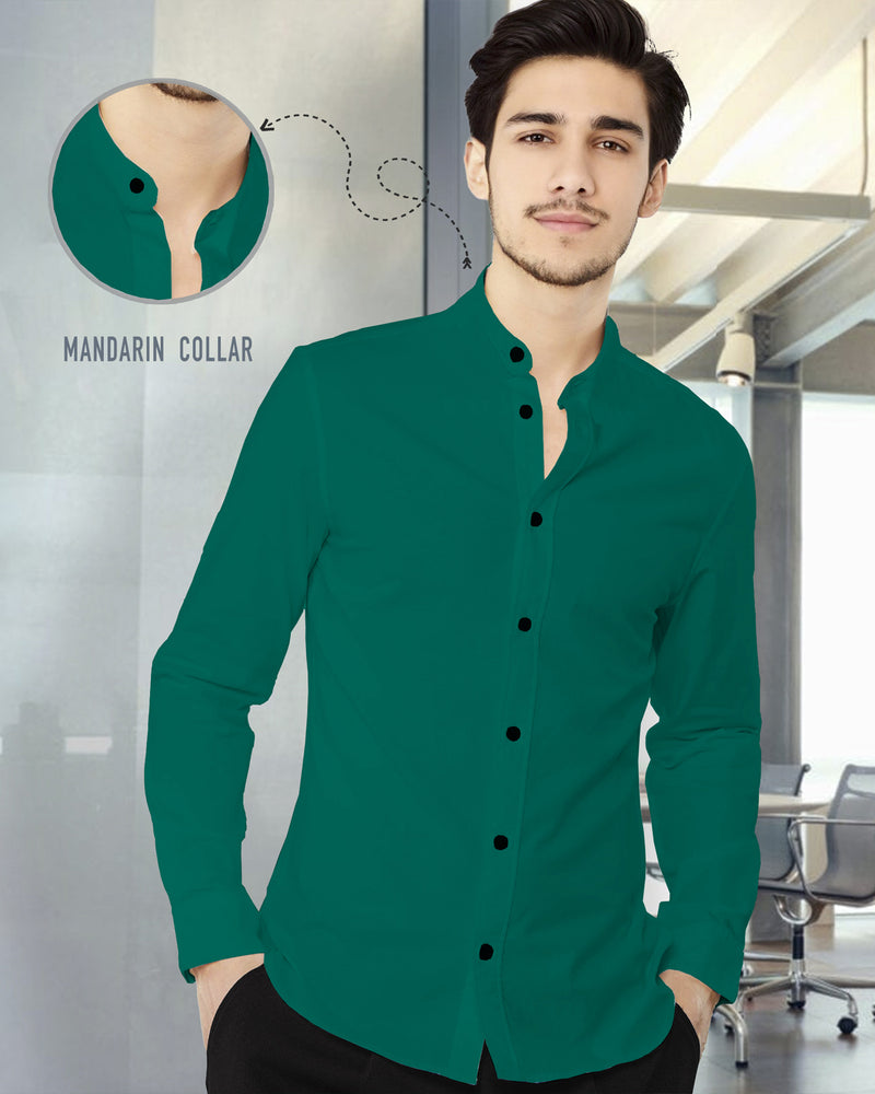 MEN PLAIN GREEN FULL HAND SHIRT