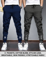 Men Sports Trackpants Combo | Navy blue & Charcoal Black (Pack of 2)