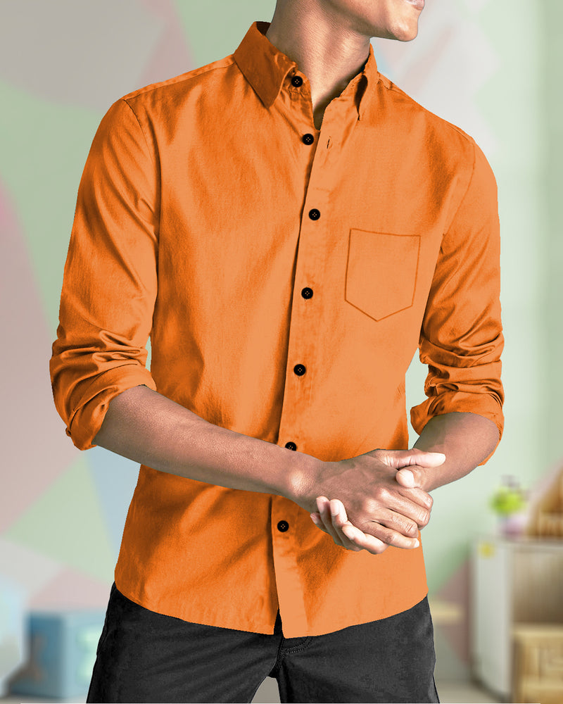 MEN PLAIN ORANGE FULL HAND SHIRT