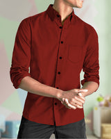 MEN PLAIN RED FULL HAND SHIRT