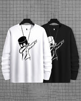 (Pack of 2) Men Full Sleeve Marshmellow T-shirts Combo | White | Black