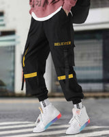 Men Black Yellow Cargo Jogger