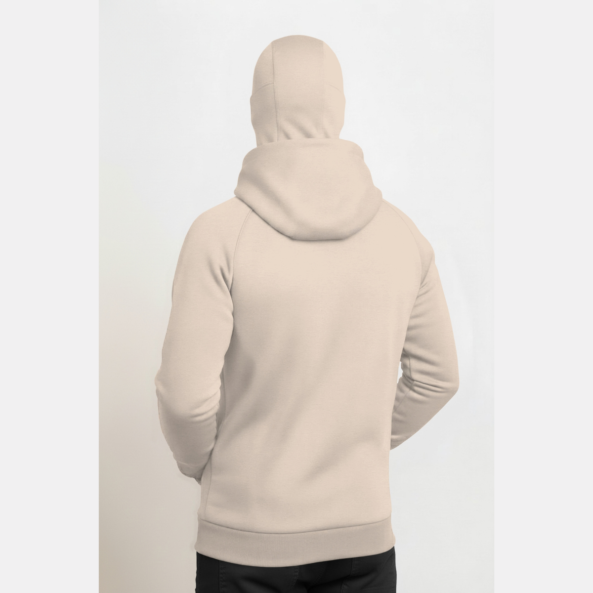 Full Sleeve Hooded Neck Mask Jacket Beige