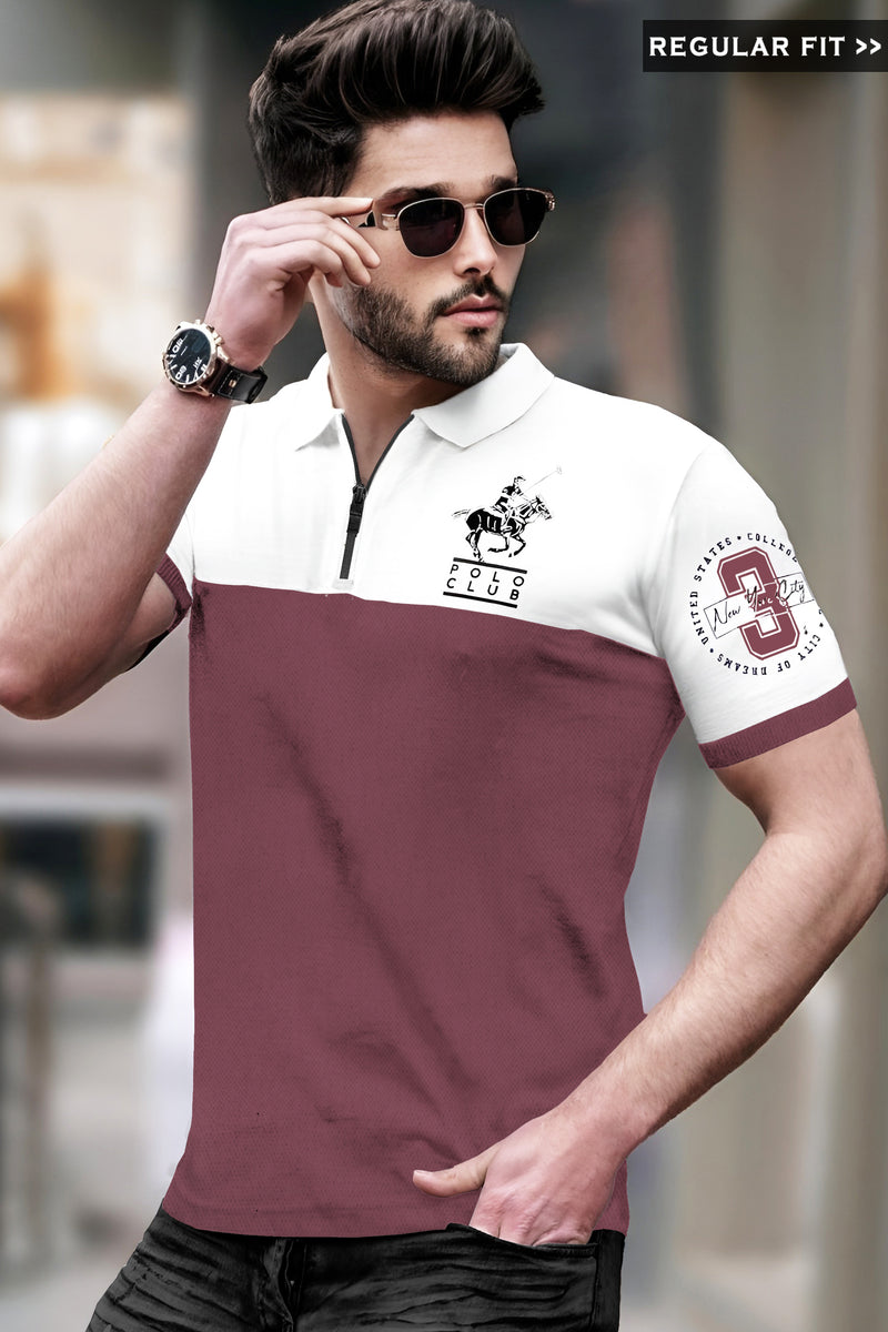 White Dusky Pink Polo T-Shirt