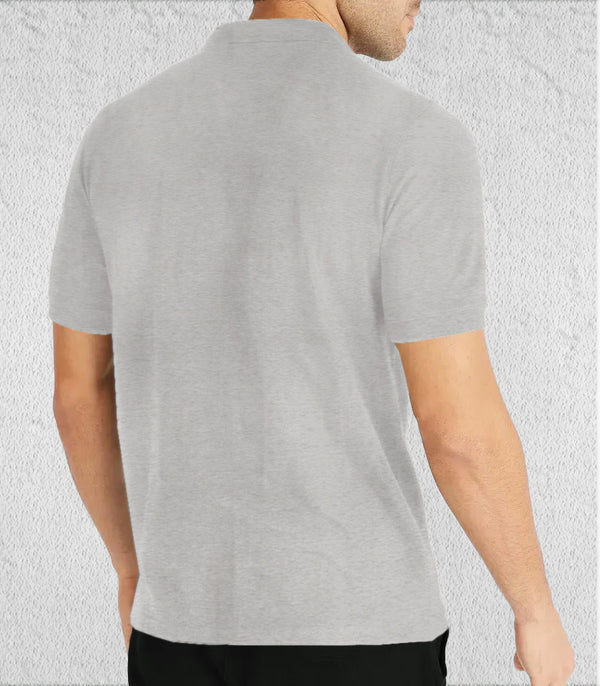 Men Solid Polo Neck Cotton Blend Grey Black T-Shirt