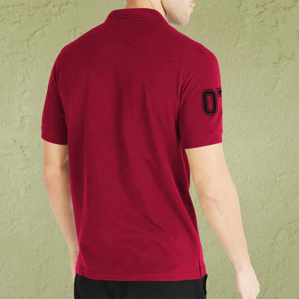 Men Solid Polo Neck Cotton Blend Red, Black T-Shirt