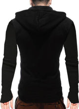 Men Full Sleeve Solid Black Hooded Mask Sweatshirt