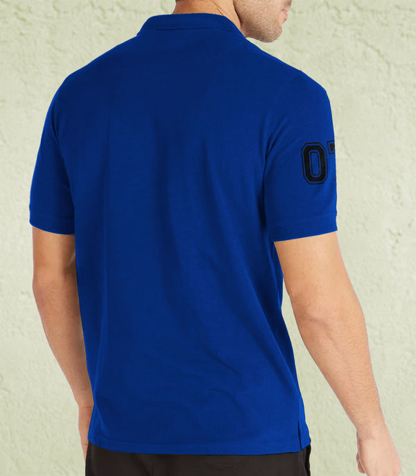 Men Solid Polo Neck Cotton Blend Dark Blue, Black T-Shirt