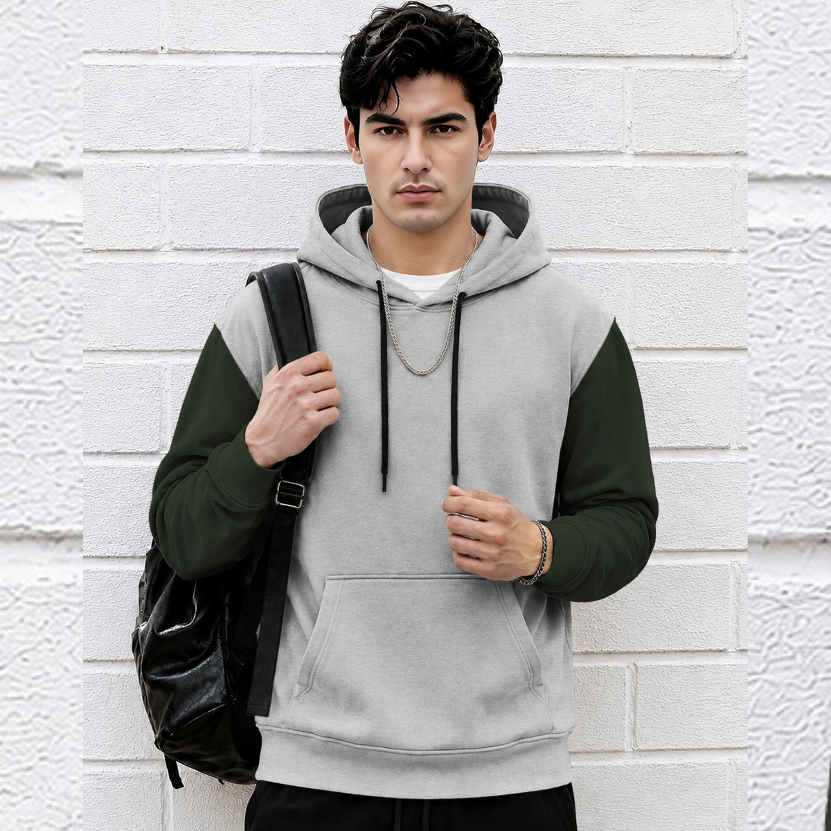 Men Dual Color Hooded Neck Winter Sweatshirts