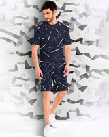 Men's Printed Navy Abstract Co-ords Sets