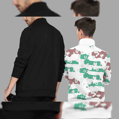 (Pack Of 2) High Neck Winter Jacket Black & White