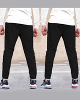 Men Cotton Designer Black Track Pants Combo Set Of 2