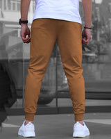 Men Colorblock Cotton Brown-Black Jogger TrackPant