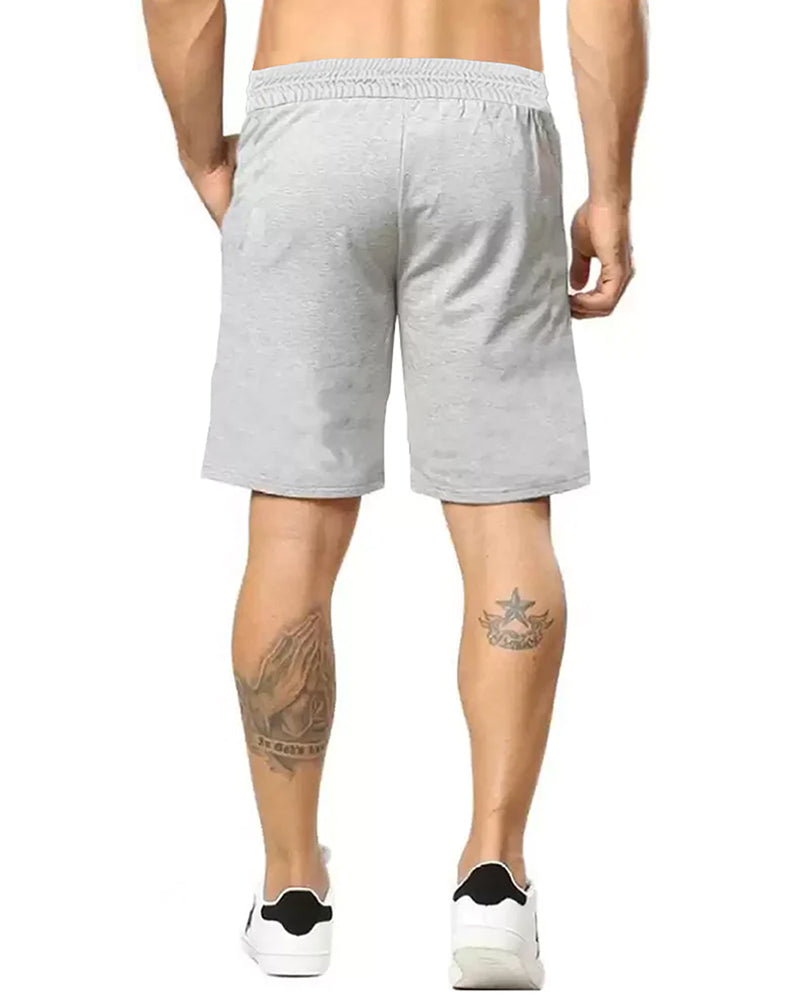 Men's Grey Colorblock Drawstring Regular Short