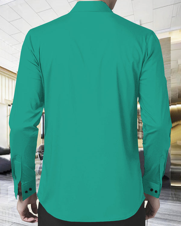 MEN PLAIN SEA GREEN FULL HAND SHIRT